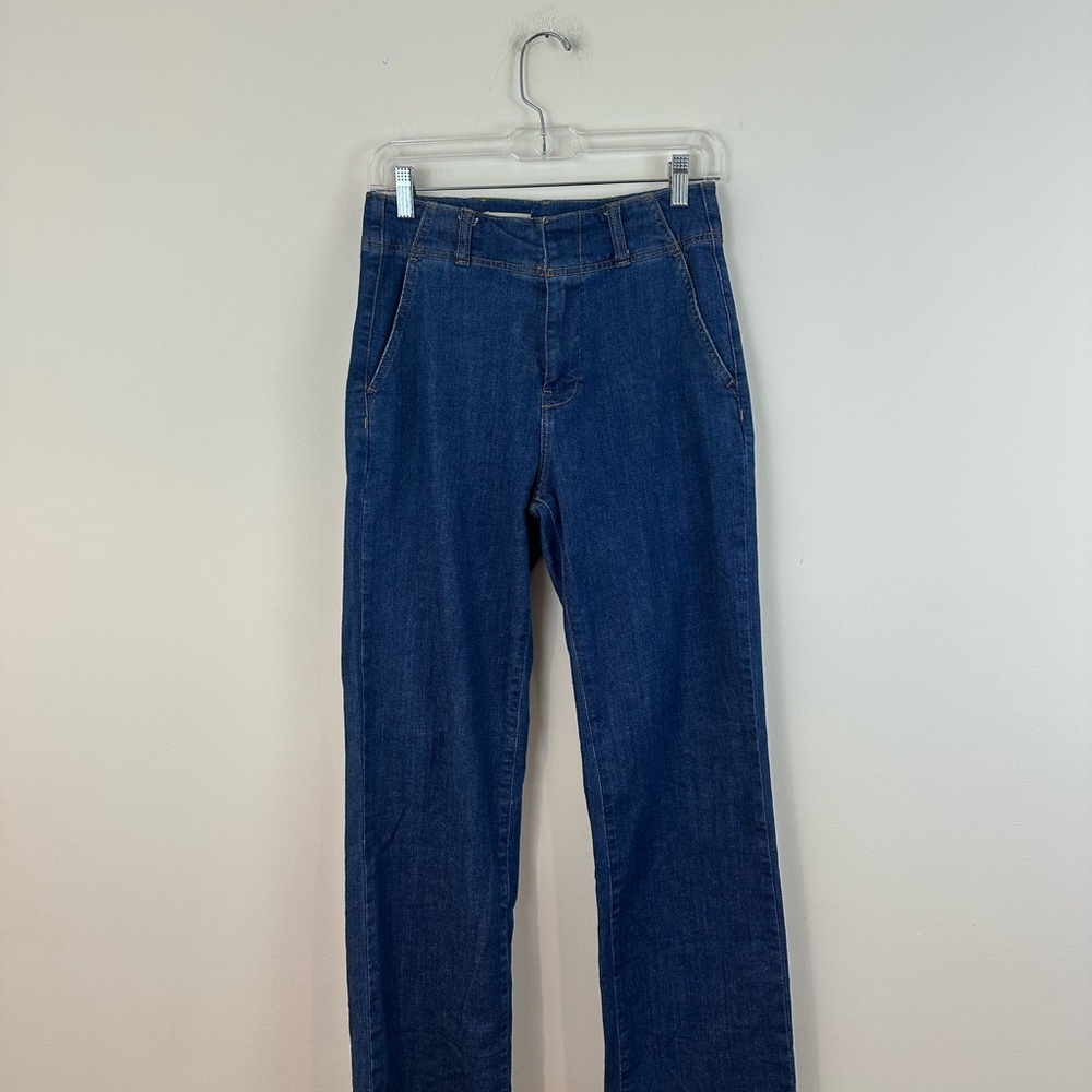 Pilcro Anthropologie Dark Wash Flat Front Wide Leg Jeans Size 26